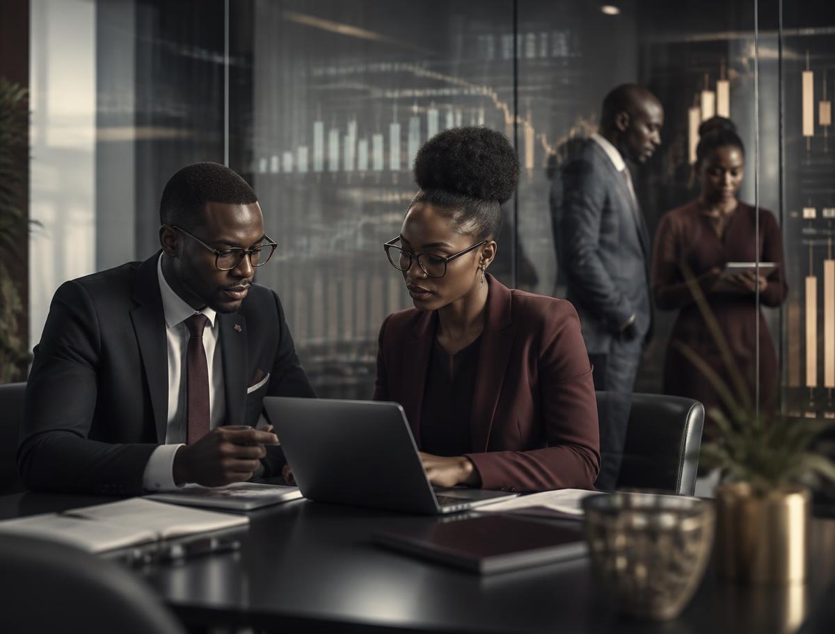 Professionnels de la finance devant des tableaux de bord